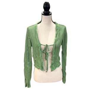 Chic Green Tie-Front Cardigan